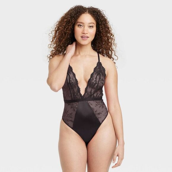 Auden Other - Auden - Women's Unlined Lace Lingerie Bodysuit - Auden Bla Black